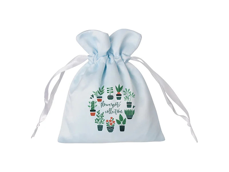 Sublimation Light Blue Satin Drawstring Bag(15*19cm)