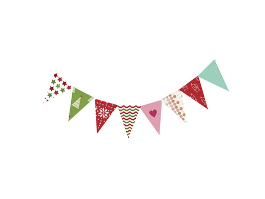 Sublimation Triangle Flag PET Holiday Banner 10PCS  w/ 5m Golden Ribbon(13*18cm)