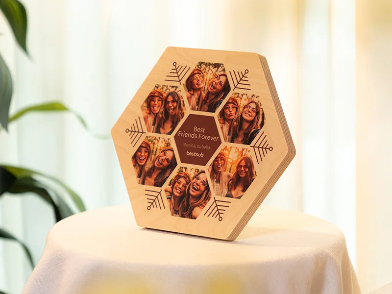 Sublimation Blanks Plywood Hexagonal Photo Frame(17.8*20.3*1.5cm)