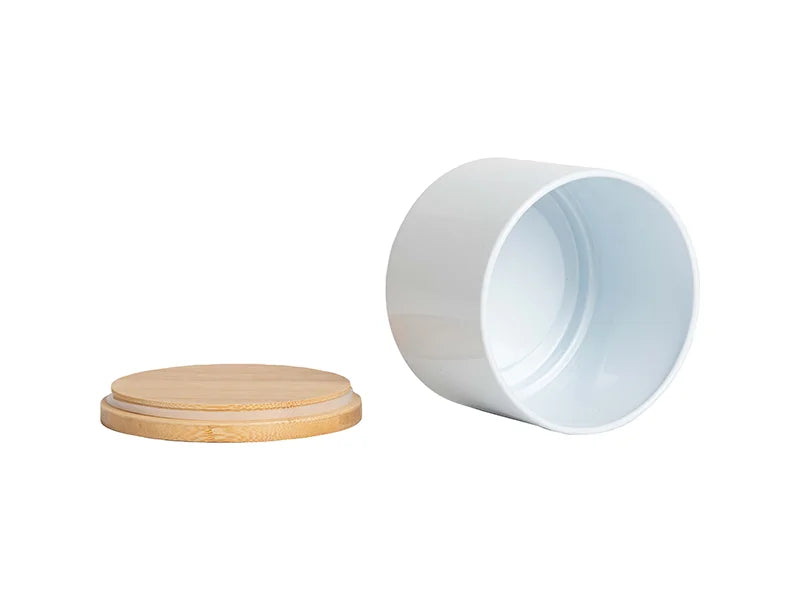 Stackable Sublimation Tin Canister w/  Bamboo Lid