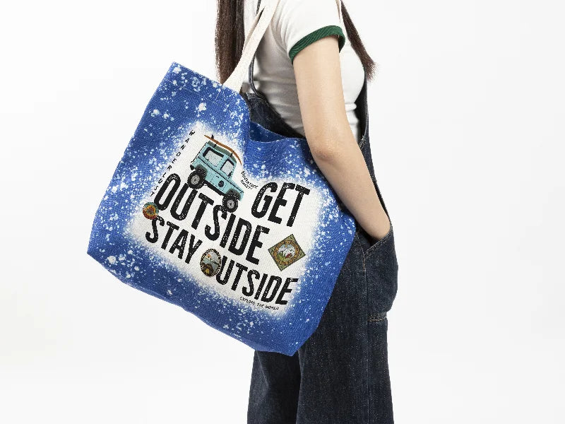 Sublimation Blanks Bleached Starry Linen Tote Bag