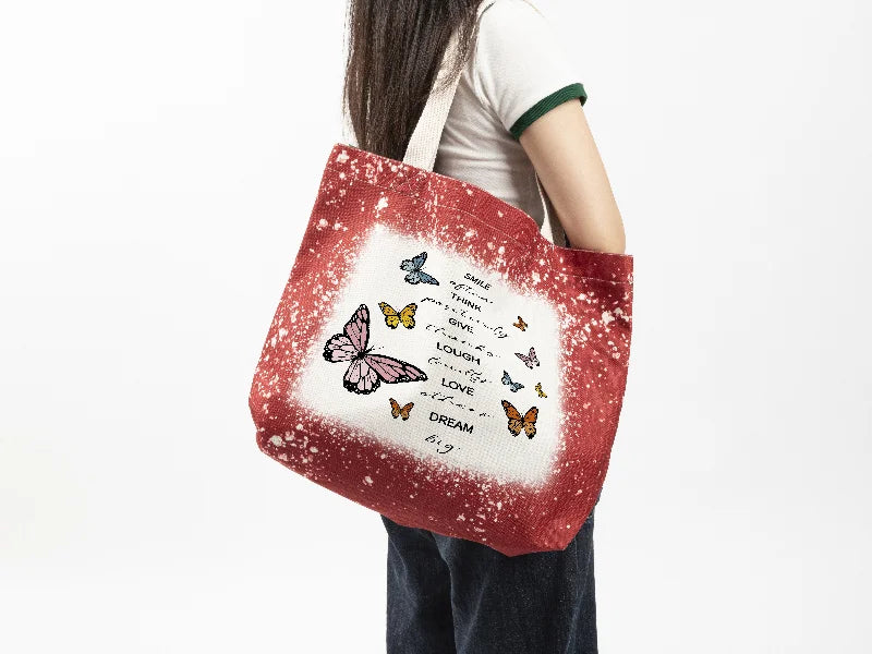 Sublimation Blanks Bleached Starry Linen Tote Bag