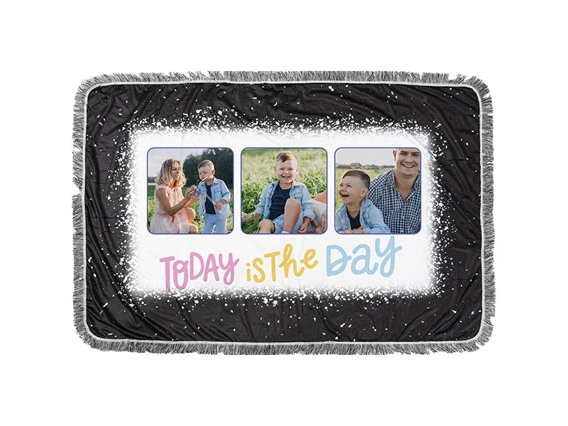 Sublimation Blanks Bleached Starry Plush Throw Blanket (Black Rectangle)