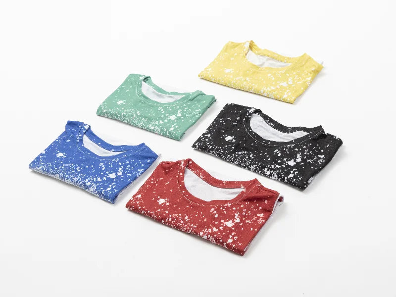Blue Bleached Starry Cotton Feeling T-shirt for Sublimation Printing