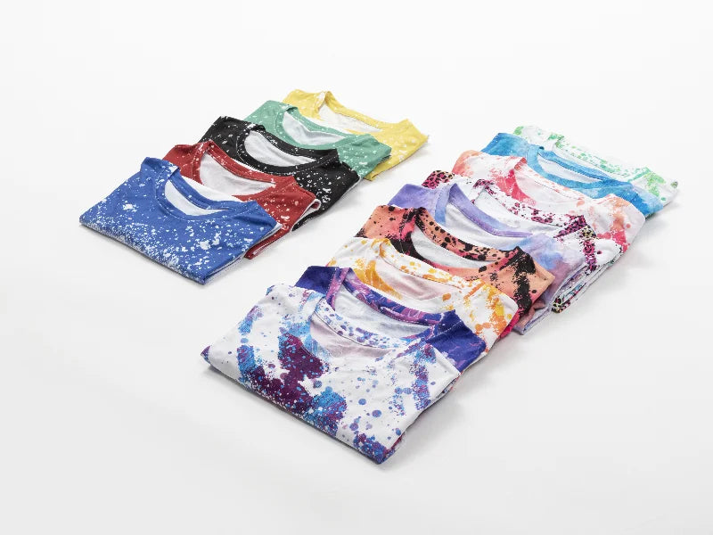 Blue Bleached Starry Cotton Feeling T-shirt for Sublimation Printing