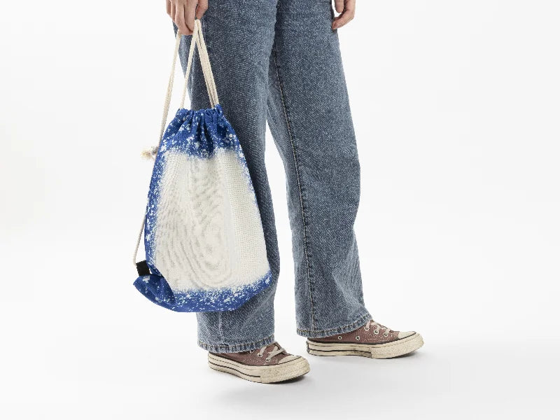 Sublimation Blanks Bleached Starry Linen Drawstring Bag