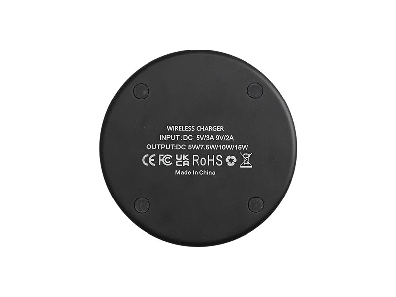 Sublimation Black Round Wireless Charger