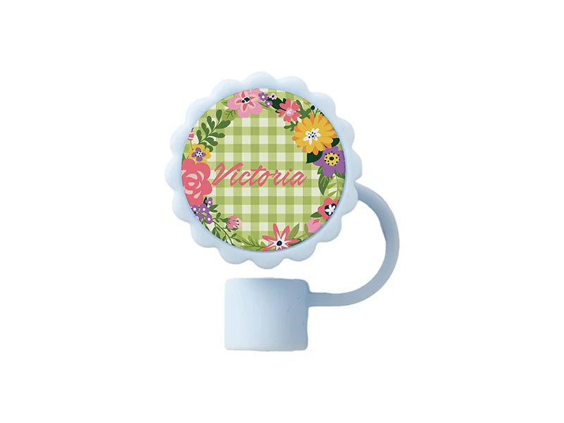 Silicone Straw Cover w/ Insert(Blue,Sunflower shape)
