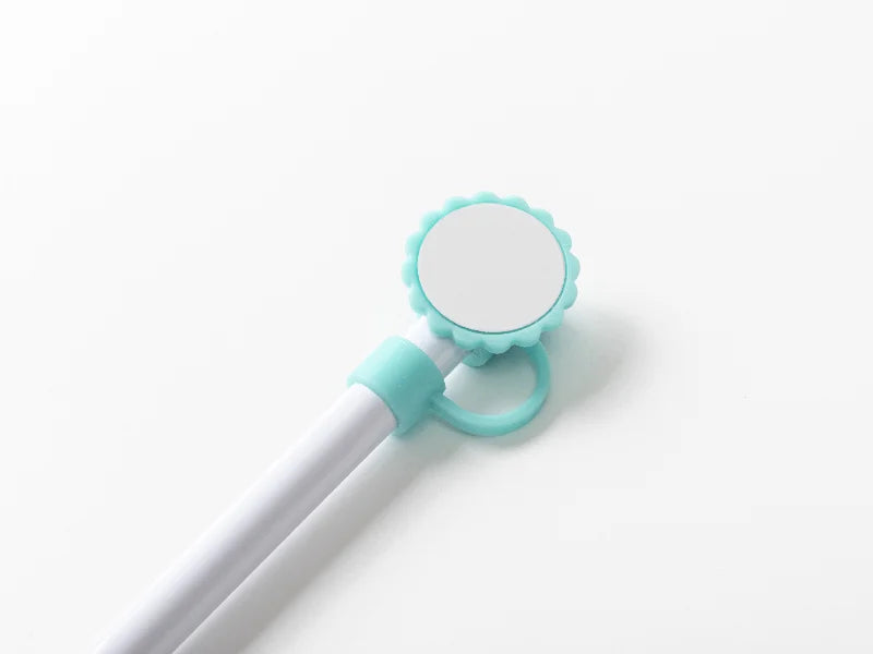 Silicone Straw Cover w/ Insert(Mint Green,Sunflower shape)