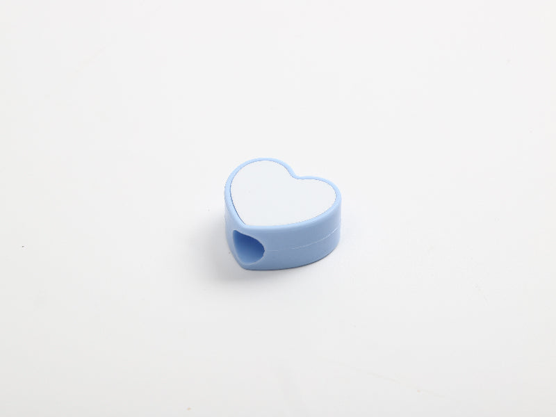 Sublimation Blanks Silicone Straw Cover w/ Insert(Blue,Heart Shape)