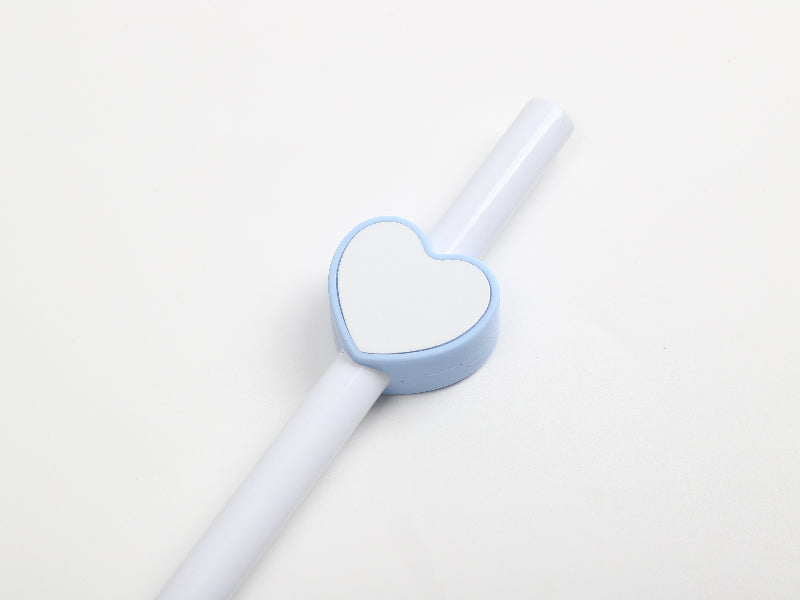 Sublimation Blanks Silicone Straw Cover w/ Insert(Blue,Heart Shape)