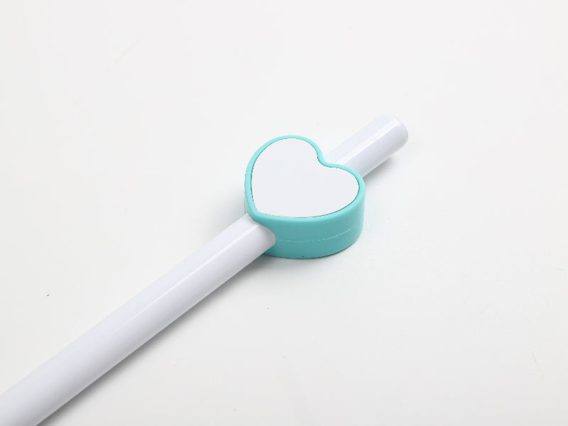 Sublimation Blanks Silicone Straw Cover w/ Insert(Green,Heart Shape)