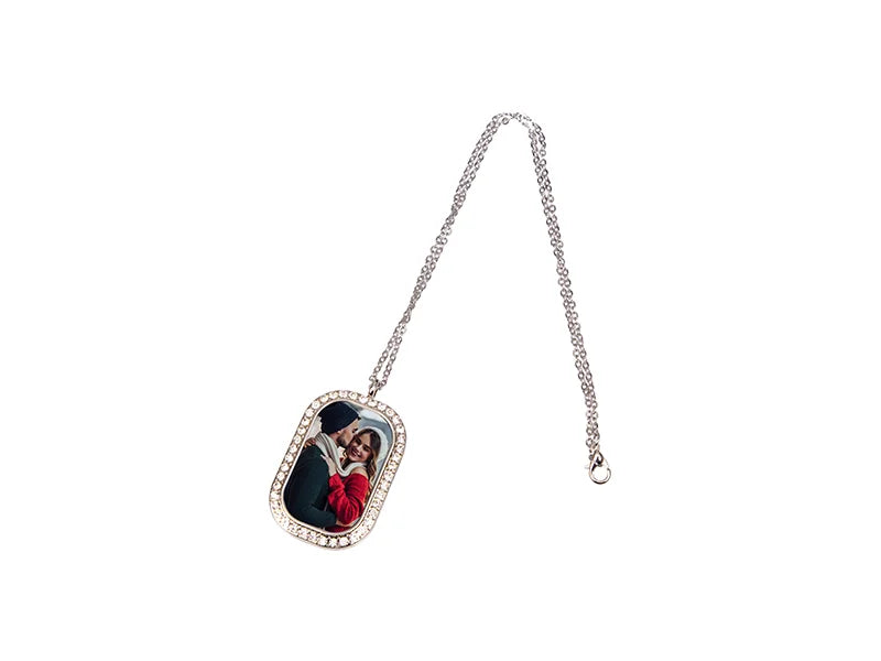 Sublimation Blank Square Necklace w/ diamond (Silver)