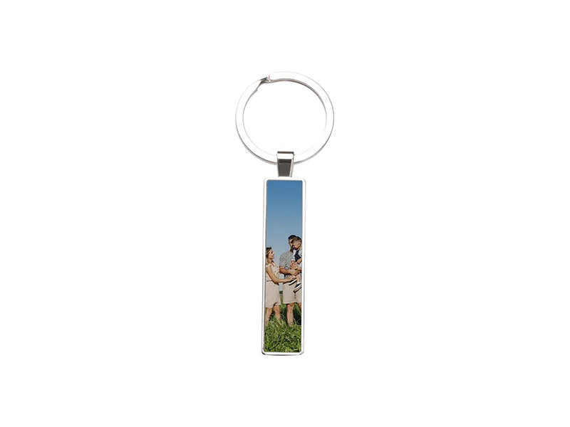 Sublimation Blanks Double Sided Aluminium insert Key Chain 1.3x6.3cm-Silver
