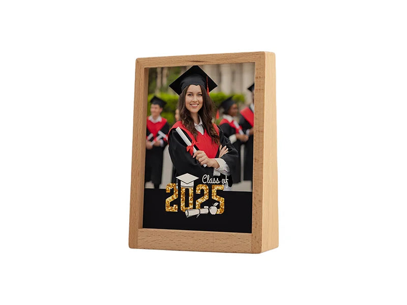 Sublimation 7inch Beech Wood Vertical Photo Frame with Acrylic Insert