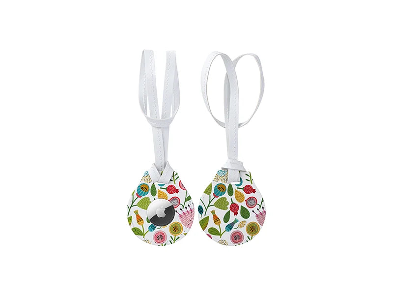 Sublimation PU AirTag Holder with Strap Bag Charm(White)