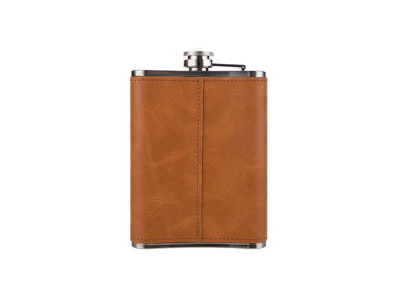 Sublimation 8oz Stainless Steel Hip Flask with PU Cover (Brown)