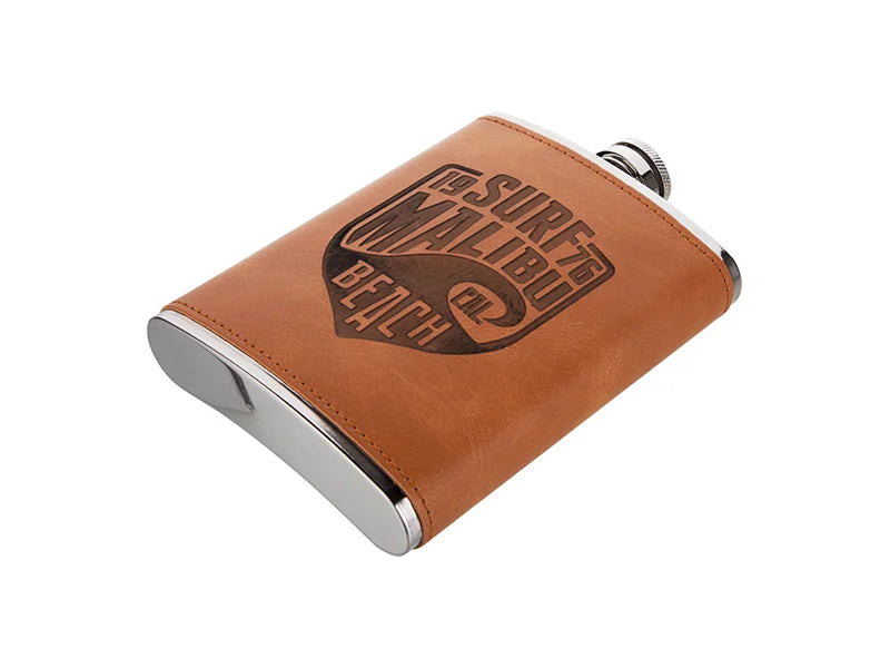Sublimation 8oz Stainless Steel Hip Flask with PU Cover (Brown)