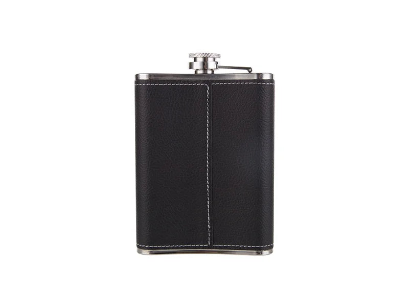 Sublimation 8oz Stainless Steel Hip Flask with PU Cover (Black)