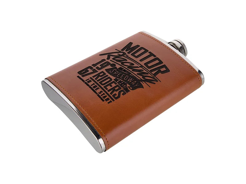 Sublimation 8oz Stainless Steel Hip Flask with PU Cover (Chestnut)