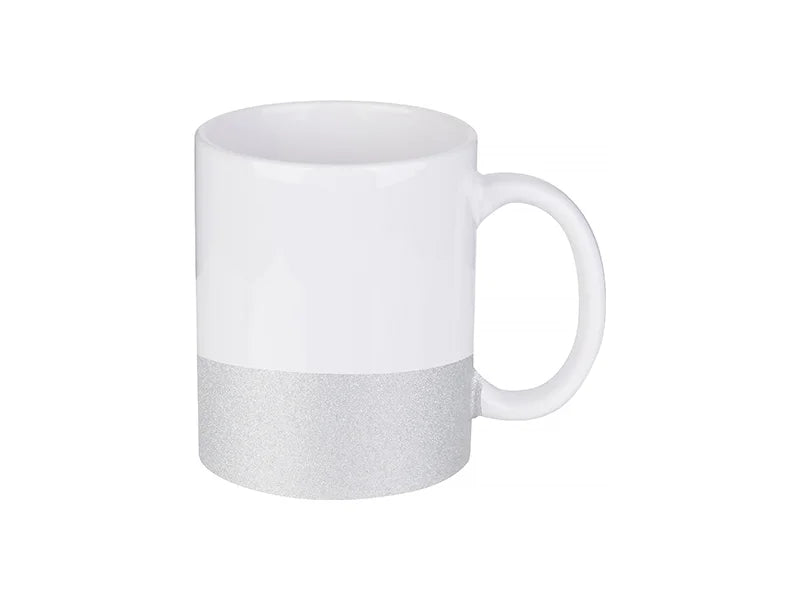 Sublimation 11oz/330ml Bottom Glitter Mug (Silver)