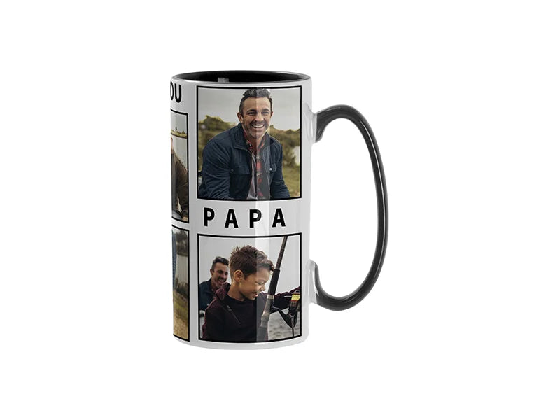 Sublimation Blanks 12.8oz/380ml Inner/Handle Color Skinny Tall Mug-Black