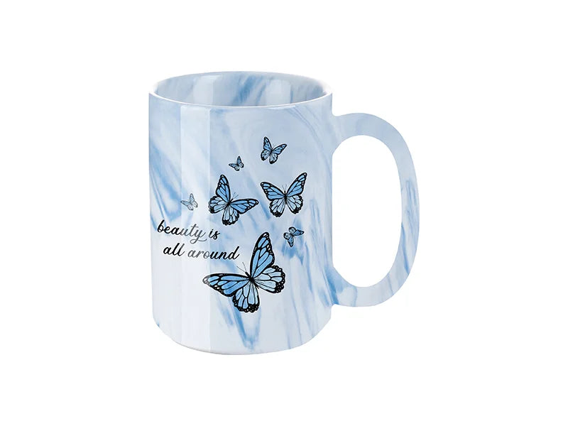 Sublimation Blanks 15oz Sublimation Marble Texture Mug (Blue)