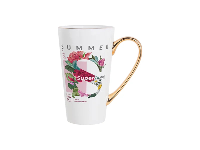 Sublimation 14oz Gold Rim/Handle Latte Mug