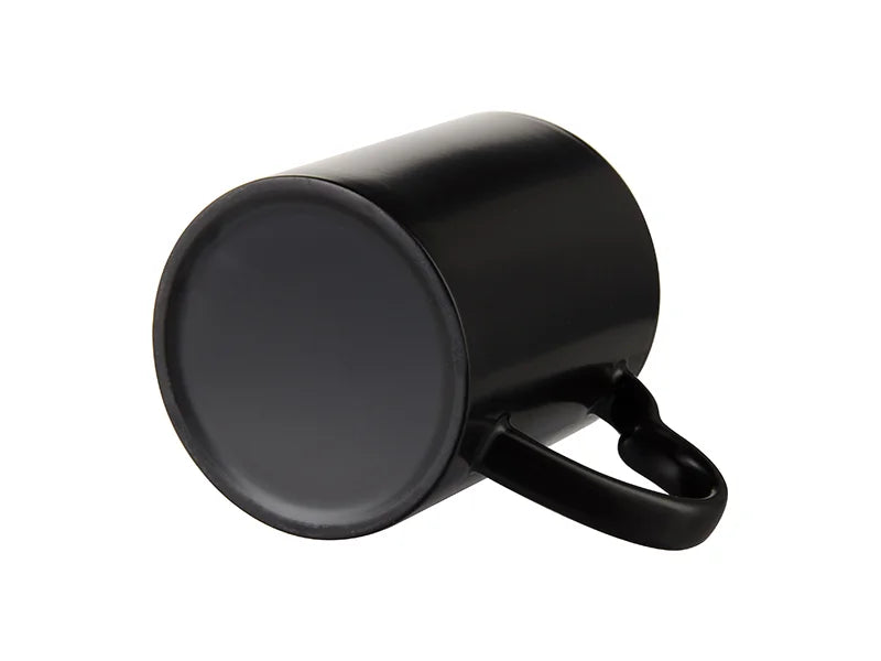 Sublimation 11oz Full Color Change Mug with Heart Handle (Semi Glossy, Black)