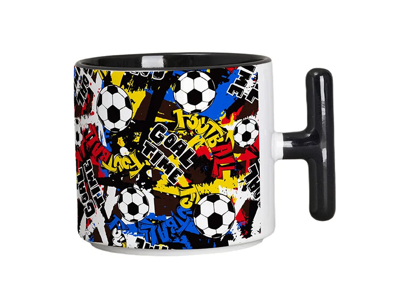 Sublimation 9oz Inner T-Handle Color Mug (Black)