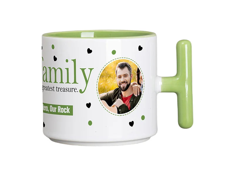 Sublimation 9oz Inner T-Handle Color Mug (Green)