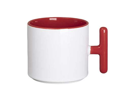 Sublimation 9oz Inner T-Handle Color Mug (Red)