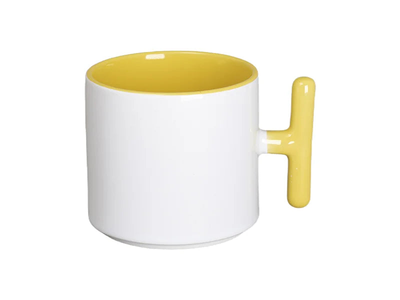 Sublimation 9oz Inner T-Handle Color Mug (Yellow)