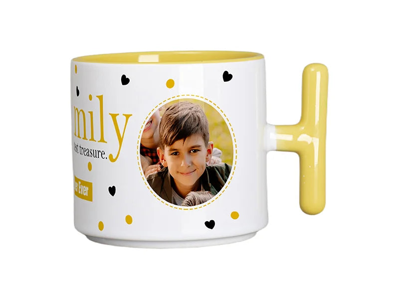 Sublimation 9oz Inner T-Handle Color Mug (Yellow)