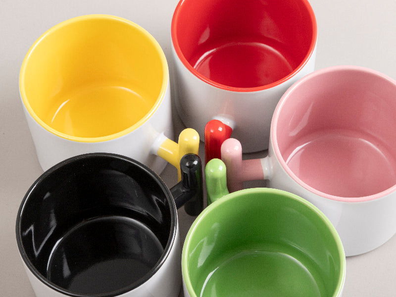 Sublimation 9oz Inner T-Handle Color Mug (Yellow)