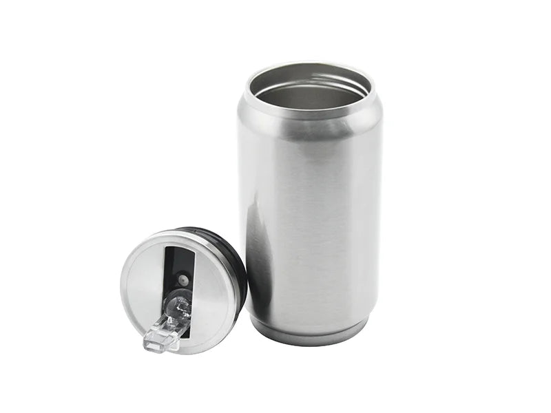 Sublimation 10oz/300ml Stainless Steel Coke Can with Straw(Silver)