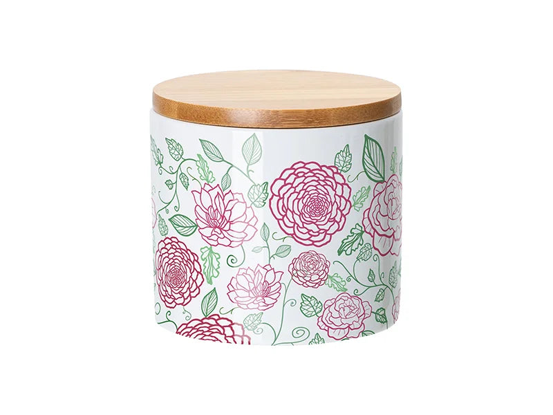Sublimation Blanks 16oz Ceramic Storage Jar w/ Bamboo Lid