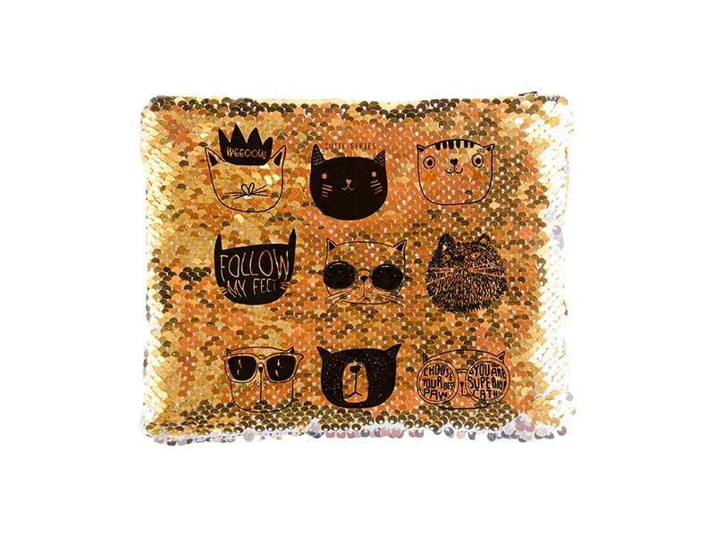 Sublimation Sequin Makeup Bag / Pencil Case (Gold/Silver, 16.5*20.5cm)