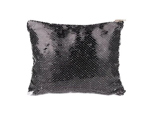 Sublimation Sequin Makeup Bag / Pencil Case (Black/White, 16.5*20.5cm)