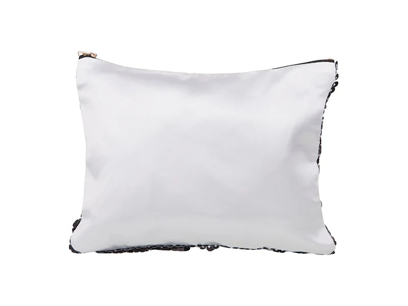 Sublimation Sequin Makeup Bag / Pencil Case (Black/White, 16.5*20.5cm)