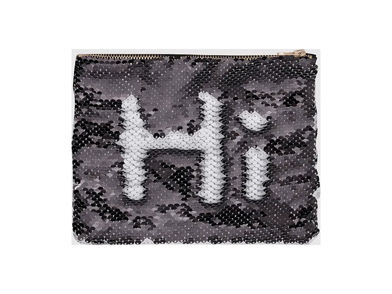 Sublimation Sequin Makeup Bag / Pencil Case (Black/White, 16.5*20.5cm)