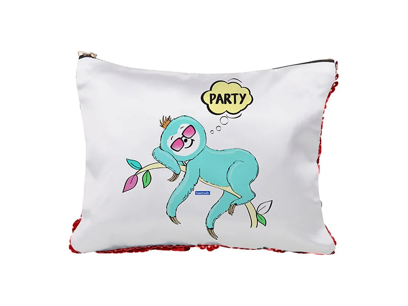 Sublimation Sequin Makeup Bag / Pencil Case (Red/White)