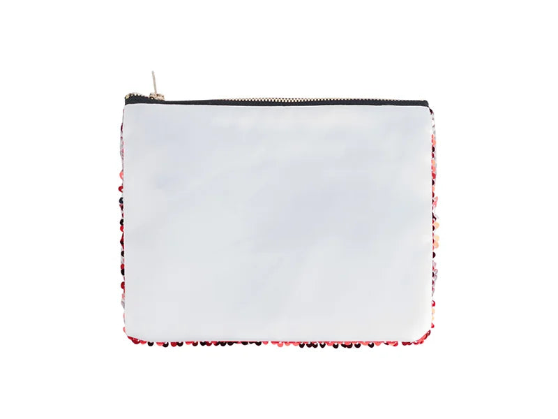 Sublimation Sequin Makeup Bag / Pencil Case (Red/Silver, 16.5*20.5cm)