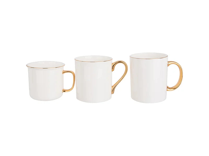 Sublimation 10oz/300ml Gold Rim and Handle Bone China Mug