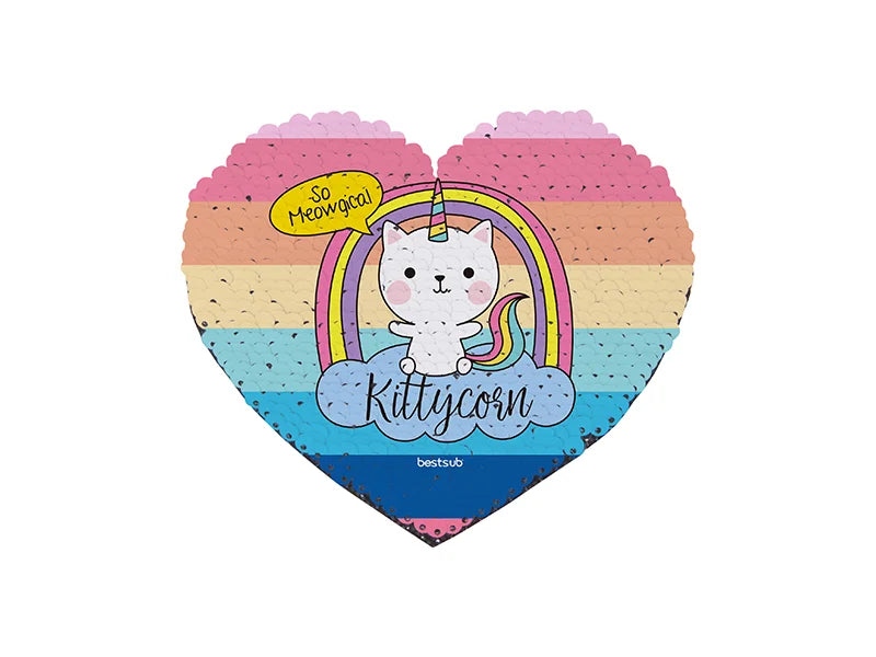 Sublimation Flip Sequins Adhesive Black Base (Heart, Dark Blue W/ White)