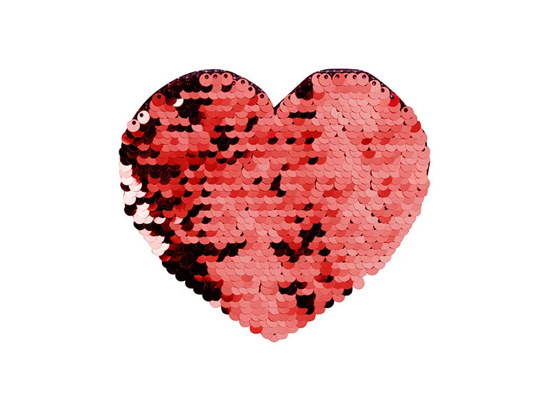 Sublimation Flip Sequins Adhesive Black Base (Heart, Red W/ White)