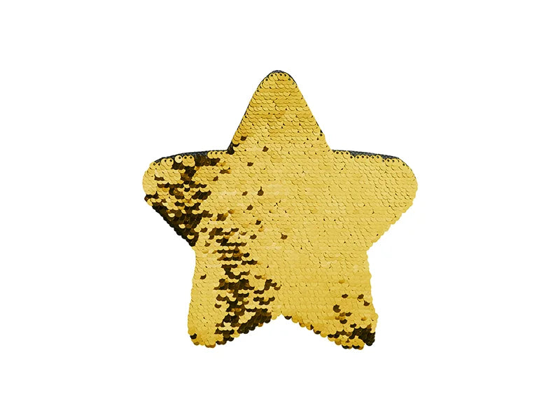 Sublimation Flip Sequins Adhesive Black Base (Star, Gold W/ White) (18*18cm)