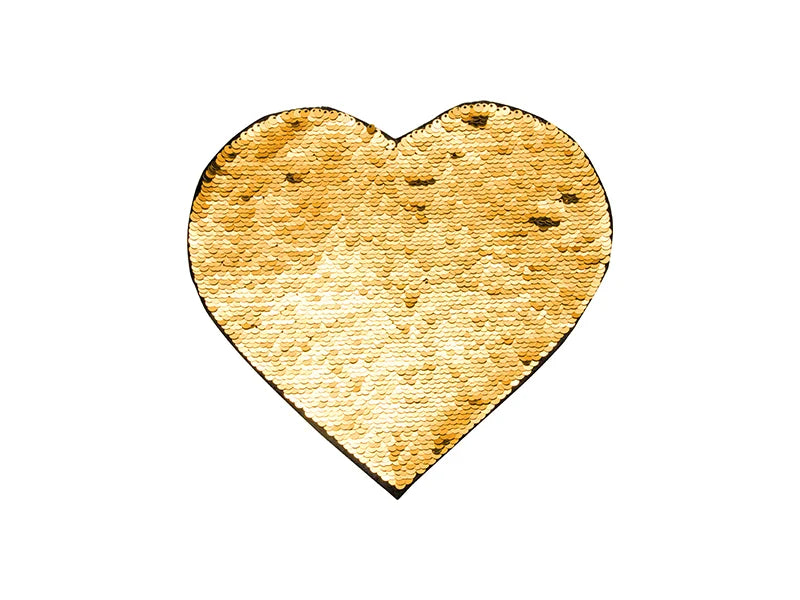 Sublimation Flip Sequins Adhesive (Heart, Gold W/ White)