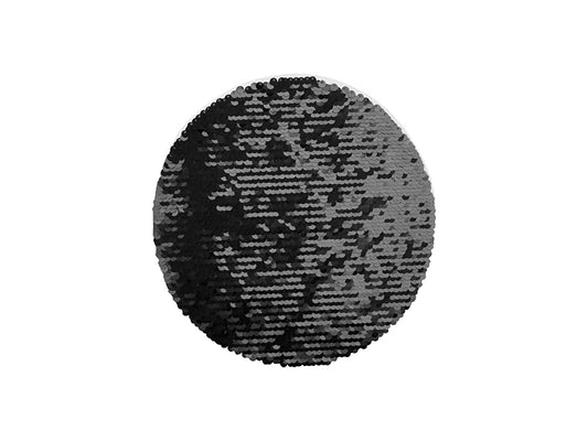 Sublimation φ19cm Flip Sequins Adhesive White Base (Round, Black w/ White)