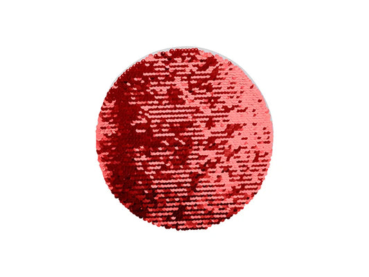 Sublimation φ19cm Flip Sequins Adhesive White Base (Round, Red w/ White)